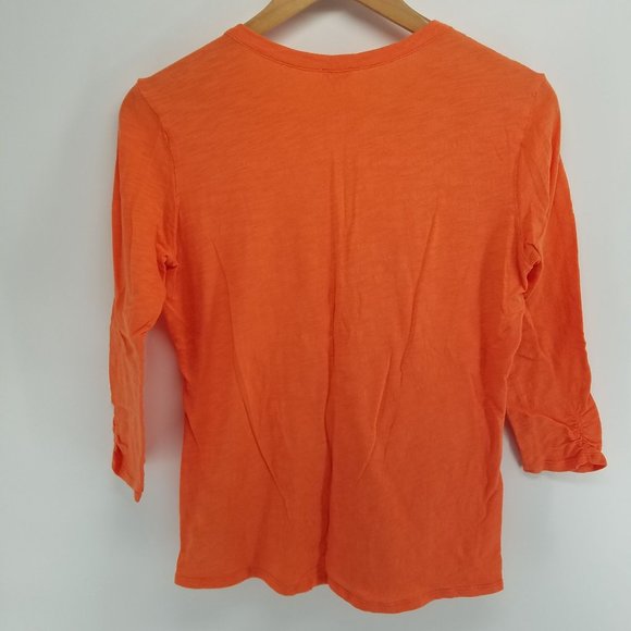 Reba orange embroidered netting stud button up shirt size S - Picture 2 of 5